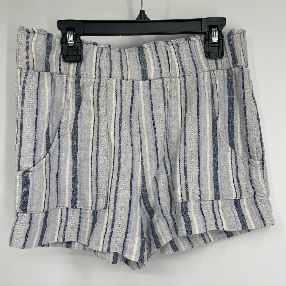 Indigo Rein Linen Blend Medium Beach Shorts Coastal Boho Chic Surfer Resortwear - Picture 1 of 15